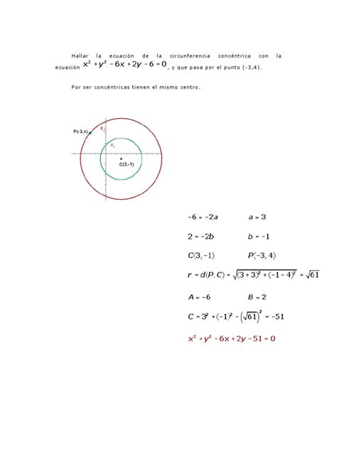 Hallar la ecuación de la circunferencia concéntrica con la ecuación