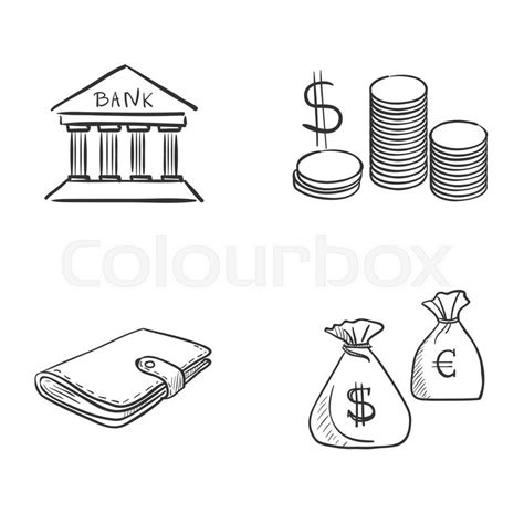 Hand draw doodle bank coin money cash ... | Stock Vector ...