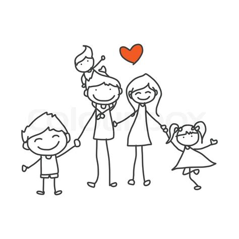 Hand drawing cartoon happy family ... | Stock vector ...