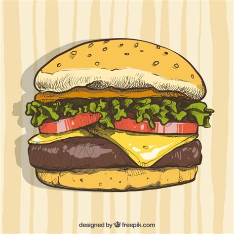 Hand drawn cheeseburger Vector | Free Download