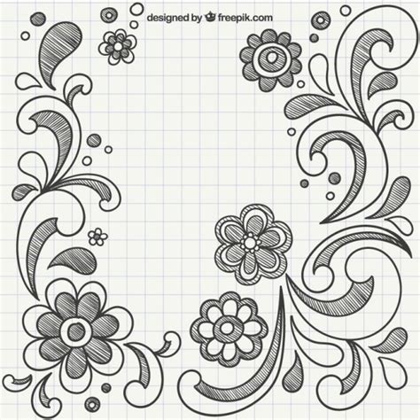 Hand drawn ornaments with flowers Vector | Free Download
