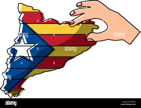 hand holding map of catalonia independent nationalist flag Stock Vector ...