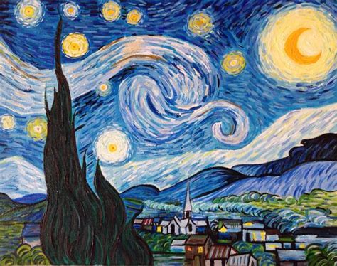 Hand Painted Vincent van Gogh Starry Night Reproduction By ...