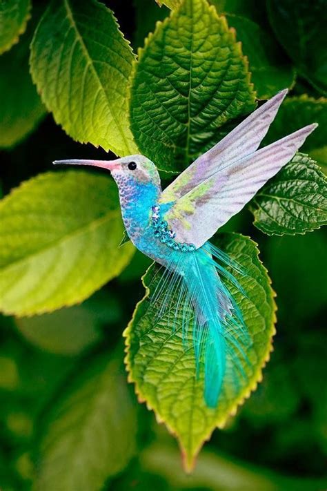 Handmade Silk hair clip Hummingbird with a feather tail ...