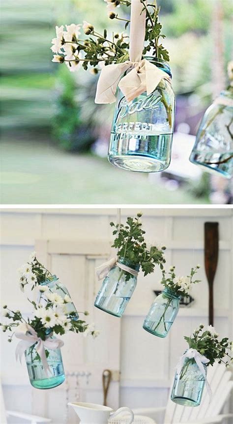 Hanging Vintage Floral Mason Jars | 15 DIY Outdoor Wedding ...