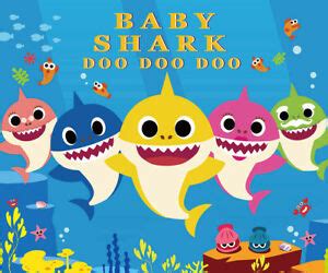 Happy Birthday Cartoon Baby Shark Vinyl Backdrops Photo ...