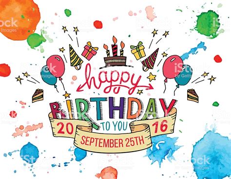Happy Birthday Greeting Card Hand Lettering Stock ...