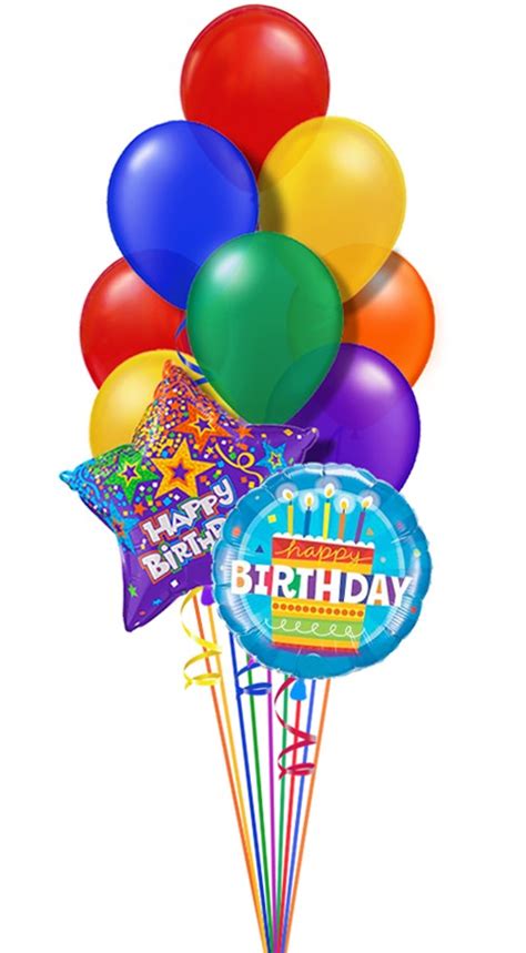 Happy Birthday Rainbow Mix Balloon Bouquet  12 Balloons ...