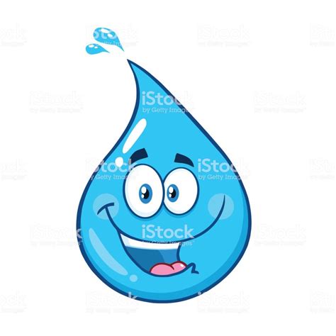 Happy Blue Water Drop Cartoon Mascot Character. Vector Illustration ...