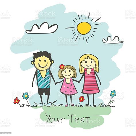 Happy Family Childrens Drawing Stock Illustration ...