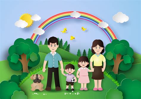 Happy family having fun in the field 584320 Vector Art at ...