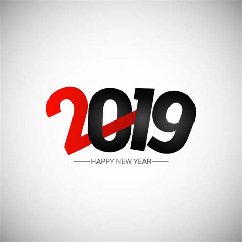 Happy new year 2019 design with white background Vector ...
