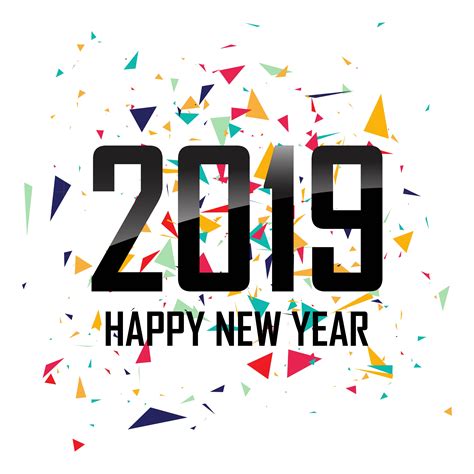 Happy New Year 2019 with confetti colorful background ...