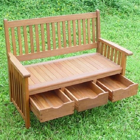 Hardwood Garden Bench with Storage Drawers | Home Design ...