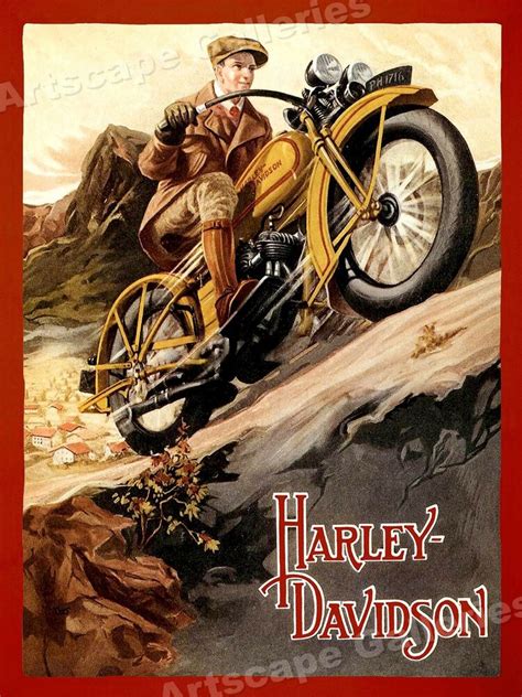 Harley Davidson Vintage 1920 s Motorcycle Poster   20x28 ...