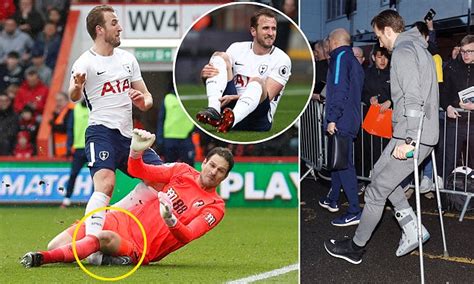 Harry Kane leaves Bournemouth on crutches after right ...