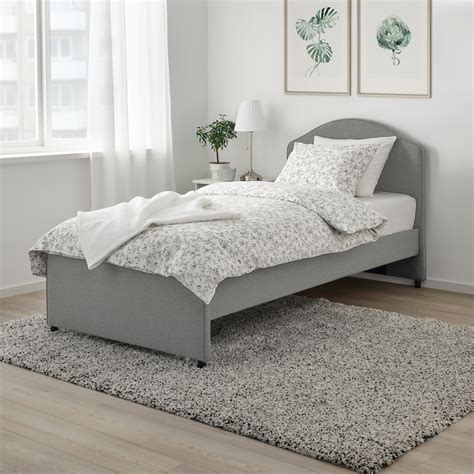 HAUGA Base de cama tapizada, Vissle gris, Individual   IKEA