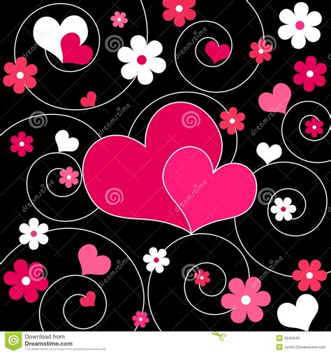 Hearts And Flowers   Vector Stock Vector   Illustration of ...