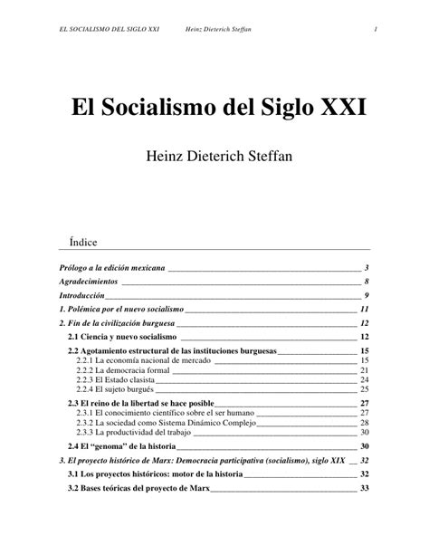 Heinz Dieterich El Socialismo Del Siglo Xxi