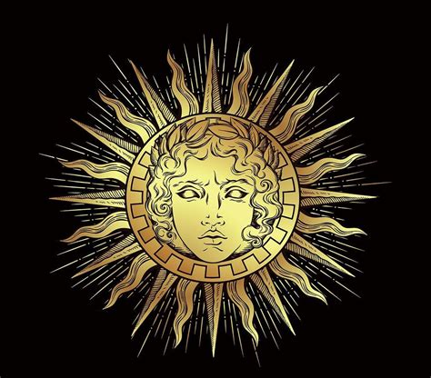 Helios Antique Sun Face of The Greek Apollo God Symbol Tapestry Wall ...