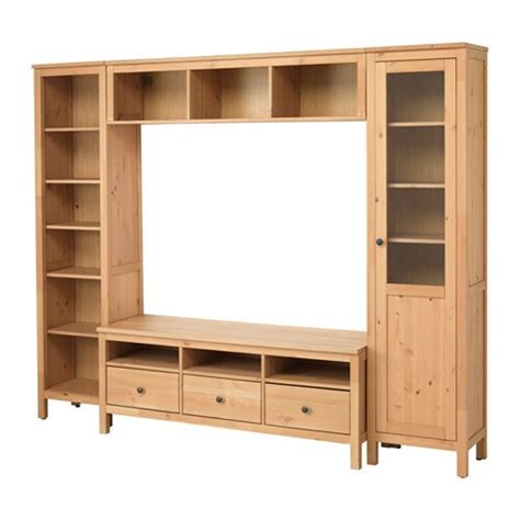 HEMNES Mueble TV con almacenaje   marrón claro, 246x197 cm ...