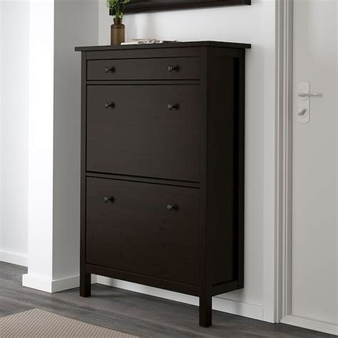 HEMNES Shoe cabinet with 2 compartments, black brown, 89x127 cm   IKEA ...