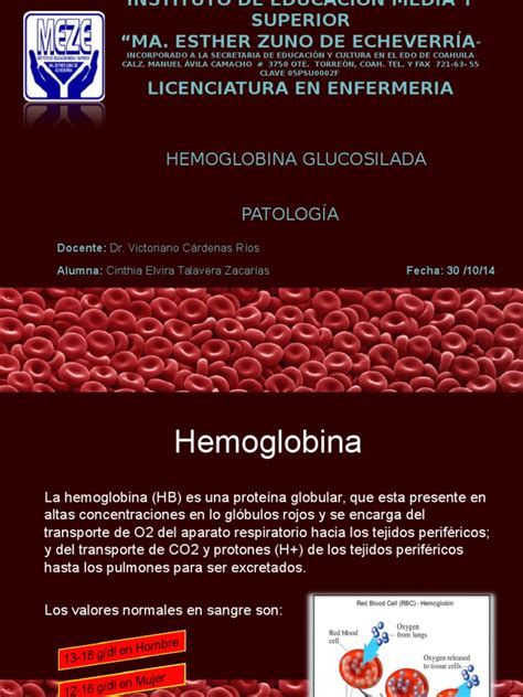 Hemoglobina Glucosilada Cinthia Talavera 5a | Hemoglobina ...