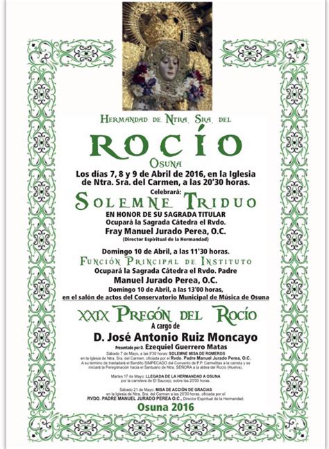 Hermandad de Osuna – Solemnes cultos Rocío 2016 | Rocio.com