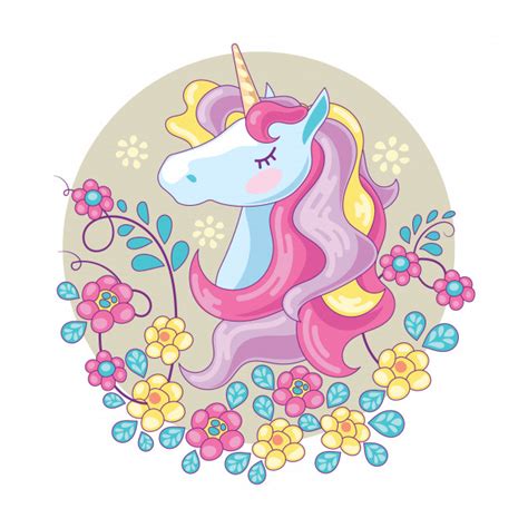 Hermosa cabeza de unicornio y lindo | Descargar Vectores ...