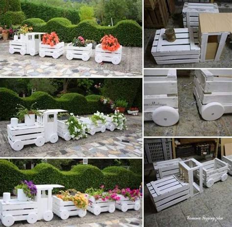 Hermosa idea para el jardín. | Jardineras con palets, Tren ...