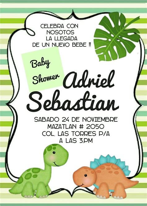 Hermosa invitación para Baby Shower , tema   Dinosaurios ...