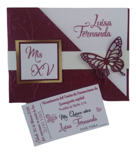 Hermosa Invitacion Para Xv Años Mariposa Color Vino   $ 16 ...