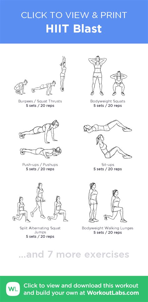 HIIT Blast – click to view and print this illustrated exercise plan ...