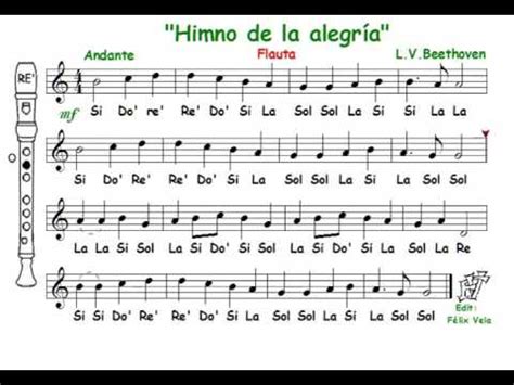 Himno de la alegria, L.V. Beethoven  Flauta con notas ...