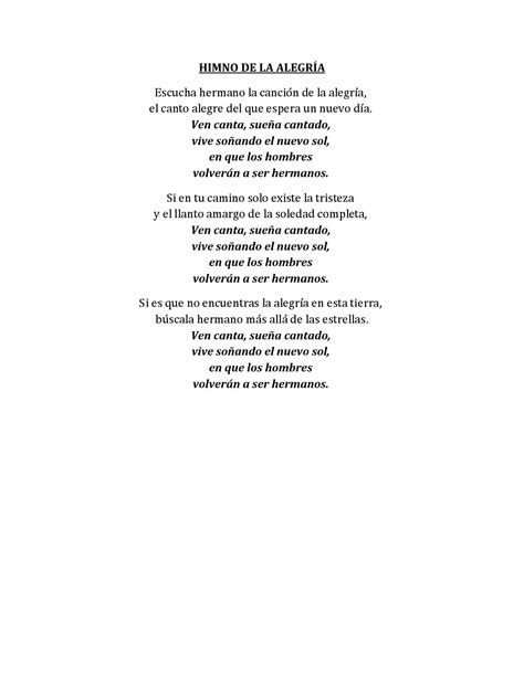 Himno de la alegría  letra  by Colegio Hispanoamericano ...