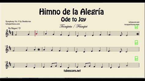Himno de la Alegría Partitura de Trompeta y Fliscorno Re ...