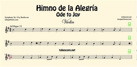 Himno de la Alegría Partitura de Violin Ode to Joy en Sol ...