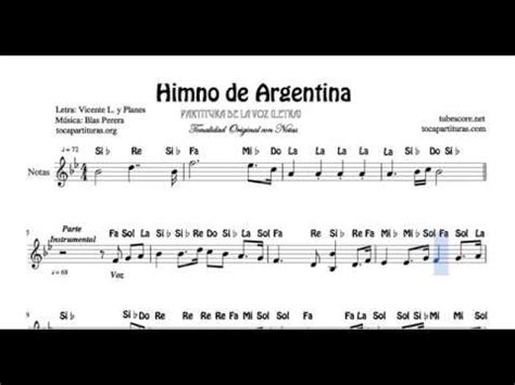 Himno Nacional Argentino Partitura con Notas  versión de ...