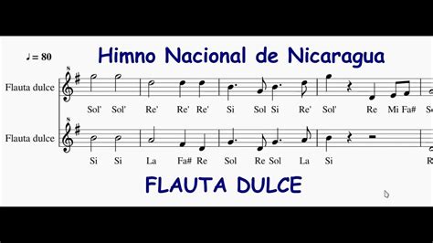 Himno Nacional de Nicaragua con flauta dulce / Música ...