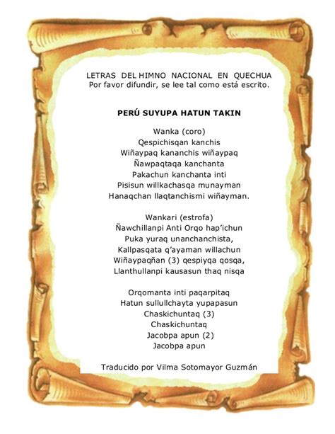 Himno nacional del Perú en quechua