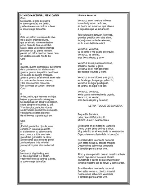 Himno Nacional Mexicano Letra / Letra completa del Himno Nacional ...