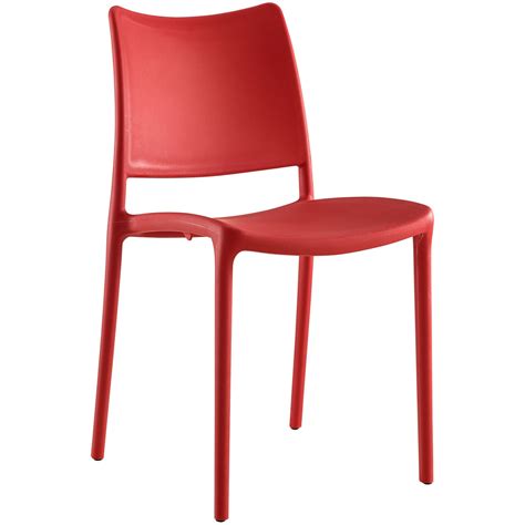 Hipster Contemporary Stackable Plastic Dining Side Chair, Red