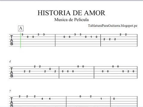Historia de Amor  Love Story    Tablatura para Guitarra ...