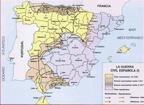 Historia de España   La Guerra Civil  1936 1939    Mapa ...