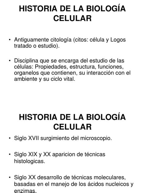 HISTORIA DE LA BIOLOGÍA CELULAR