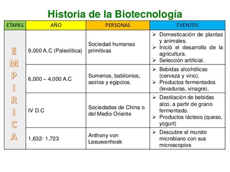 Historia de la Biotecnología y sus aplicaciones