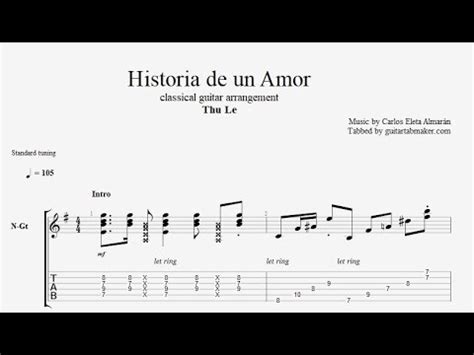 Historia de un Amor TAB   fingerstyle classical guitar tab ...