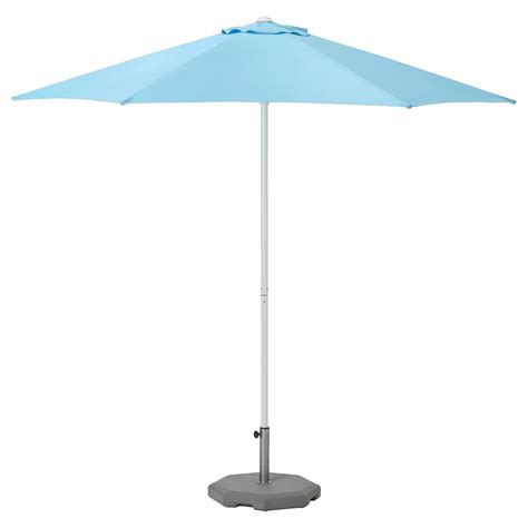 HÖGÖN Parasol avec pied, bleu clair, Huvön gris foncé   IKEA