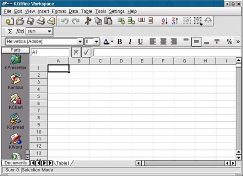 hoja de calculo  Excel, Calc : KOffice KSpread