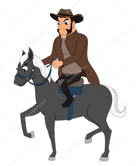 Hombre una caricatura de caballo del montar a caballo ...